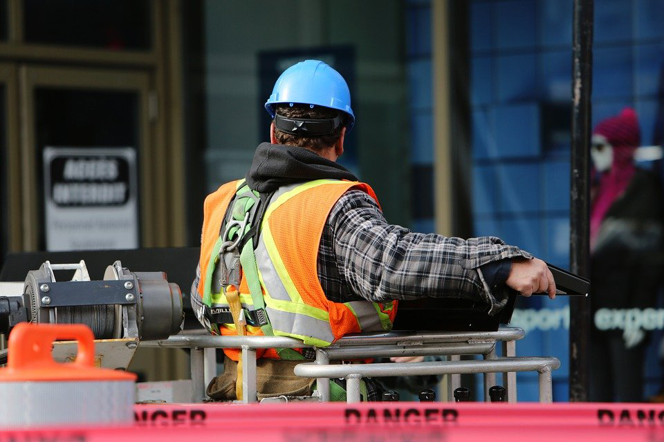A worker on a work site