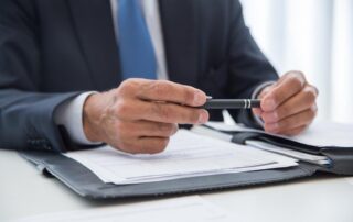 A person going through a document