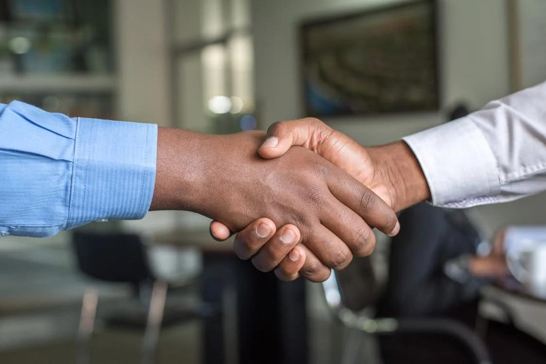 Close up of a handshake after an agreement