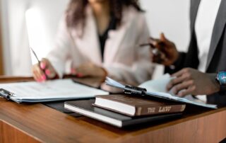 Lawyer going through documents