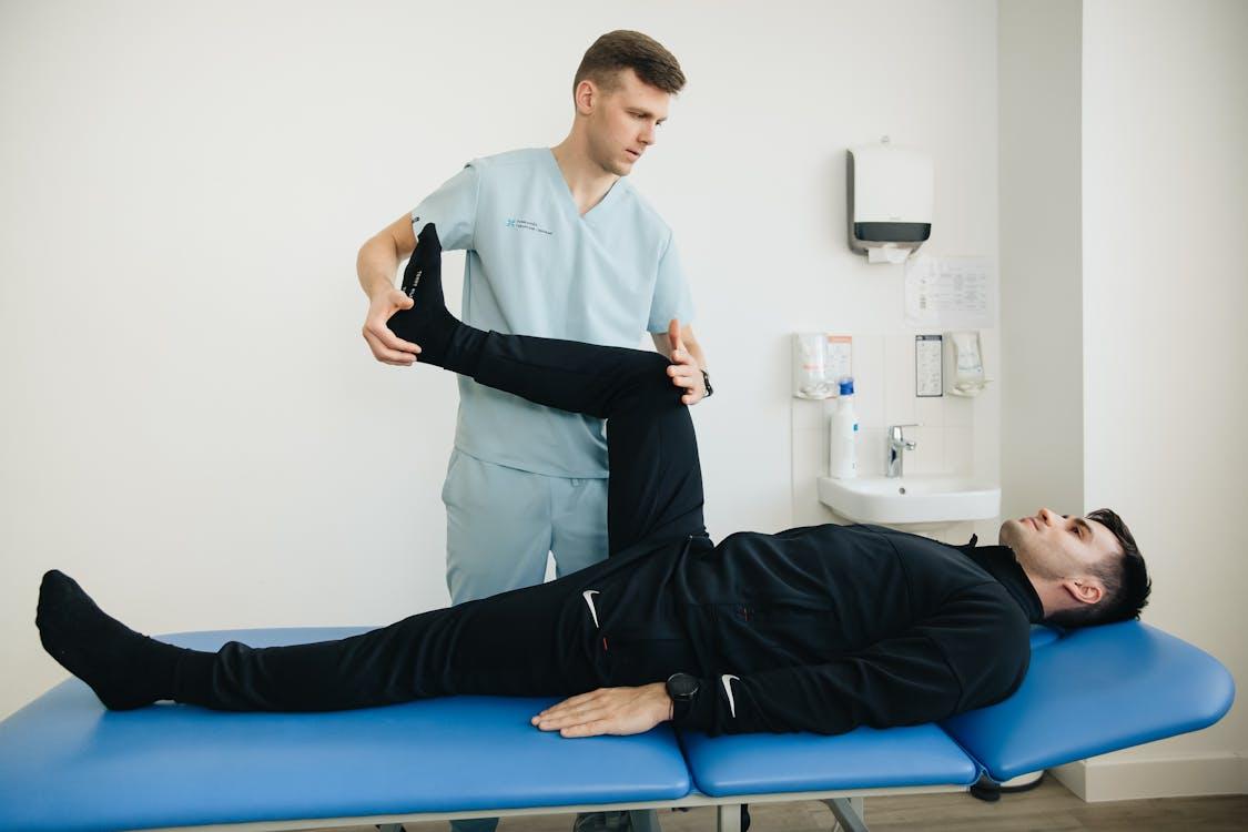 A man receiving physiotherapy