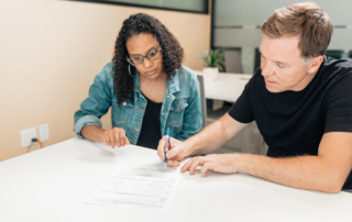 People going through legal documents